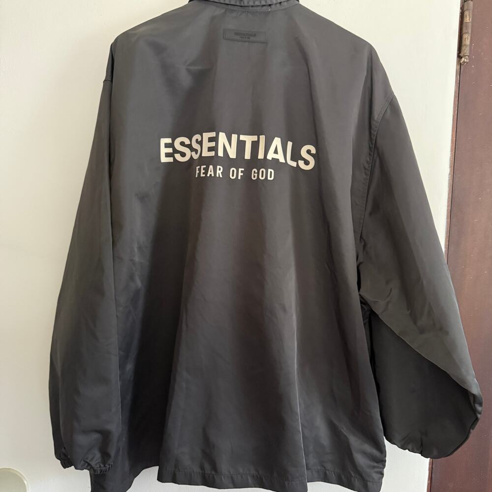 Fear of God ESSENTIALS | Men's Coach's Jacket in Black | XXL SS22